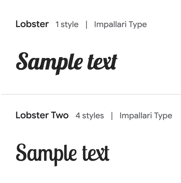 GoogleフォントLobstorのサンプル画像